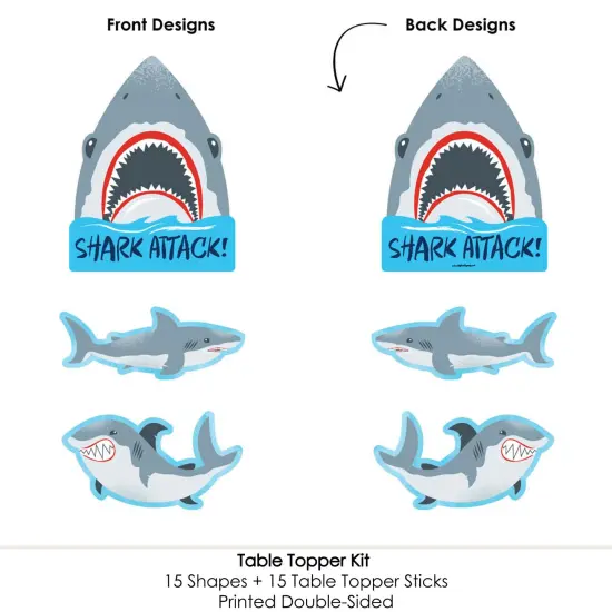 Big Dot of Happiness Shark Zone - Jawsome Party or Birthday Party Centerpiece Sticks - Table Toppers - Set of 15 {6}