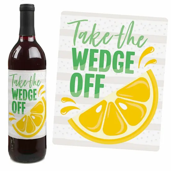 Big Dot of Happiness So Fresh - Lemon - Citrus Lemonade Party Decorations for Women and Men - Wine Bottle Label Stickers - Set of 4 {7}