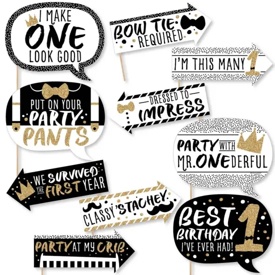 Big Dot of Happiness Funny 1st Birthday Little Mr. Onederful - Boy First Birthday Party Photo Booth Props Kit - 10 Piece {1}