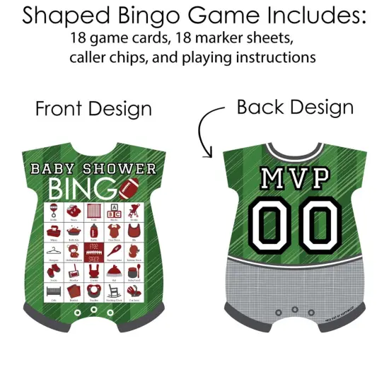 Big Dot of Happiness End Zone - Football - Picture Bingo Cards and Markers - Baby Shower Shaped Bingo Game - Set of 18 {4}