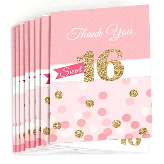 Big Dot of Happiness Sweet 16 - Birthday Party Thank You Cards (8 Count) {3}