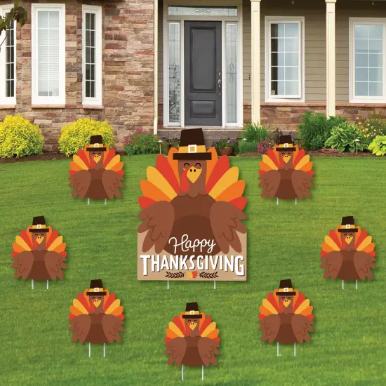 Big Dot of Happiness Fall Turkey - Yard Sign and Outdoor Lawn Decorations - Happy Thanksgiving Harvest Yard Signs - Set of 8 {1}