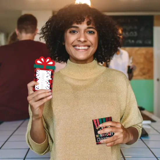 Big Dot of Happiness Christmas Pajamas - Holiday Plaid PJ Party Money and Gift Card Sleeves - Nifty Gifty Card Holders - Set of 8 {3}