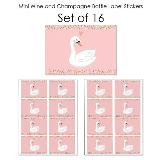 Big Dot of Happiness Swan Soiree - Mini Wine and Champagne Bottle Label Stickers - White Swan Baby Shower or Birthday Party Favor Gift - Set of 16 {7}