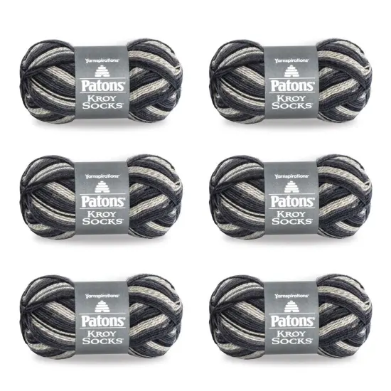 Patons Kroy Socks Eclipse Stripes Yarn - 6 Pack of 1.75oz/50g - Blended Fiber - 1 Super Fine - 166 Yards - Knitting/Crochet {1}