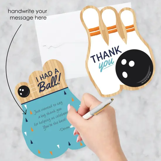 Big Dot of Happiness Strike Up the Fun - Bowling - Shaped Thank You Cards - Birthday Party or Baby Shower Thank You Note Cards & Envelopes - Set of 12 {3}