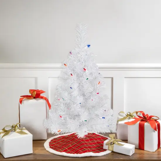 Northlight Pre-Lit Medium Rockport White Pine Artificial Christmas Tree - 2' - Multi Lights {1}