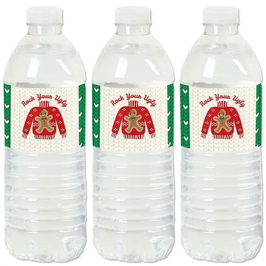 Big Dot of Happiness Ugly Sweater - Holiday and Christmas Party Water Bottle Sticker Labels - Set of 20 {1}