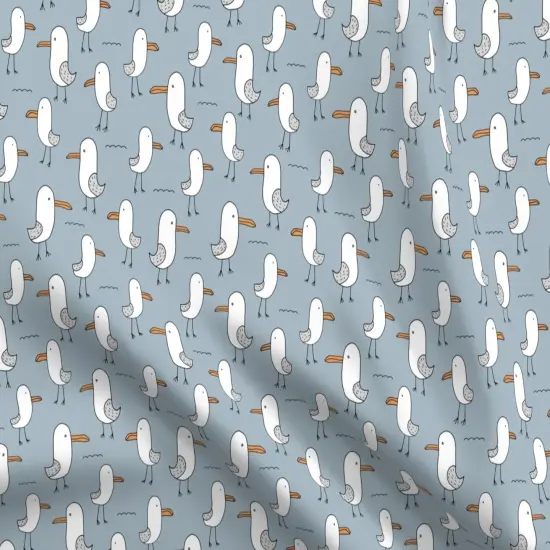 Various Fabrics by the Yard or Fat Quarter Seagulls Ocean Kids Summer Blue Orange Gray Birds Water Custom Printed Fabric by Spoonflower {5}