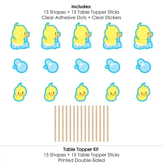 Big Dot of Happiness Ducky Duck - Baby Shower or Birthday Party Centerpiece Sticks - Table Toppers - Set of 15 {7}