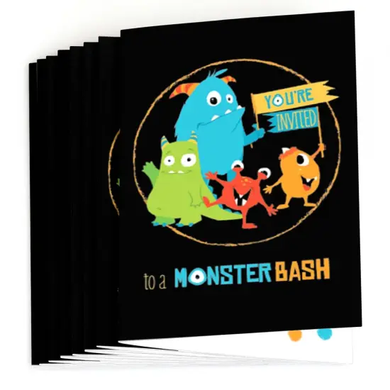 Big Dot of Happiness Monster Bash - Fill In Little Monster Birthday Party or Baby Shower Invitations (8 count) {3}