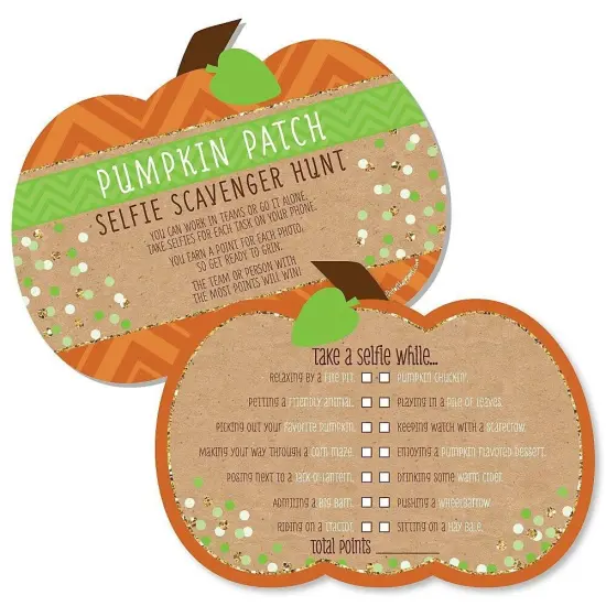 Big Dot of Happiness Pumpkin Patch - Selfie Scavenger Hunt - Fall, Halloween or Thanksgiving Party Game - Set of 12 {1}