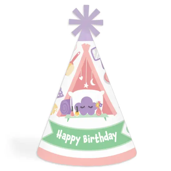 Big Dot of Happiness Pajama Slumber Party - Cone Happy Birthday Party Hats for Kids and Adults - Set of 8 (Standard Size) {1}