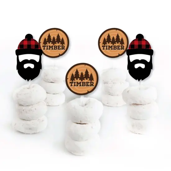 Big Dot of Happiness Lumberjack - Channel the Flannel - Dessert Cupcake Toppers - Buffalo Plaid Party Clear Treat Picks - Set of 24 {3}