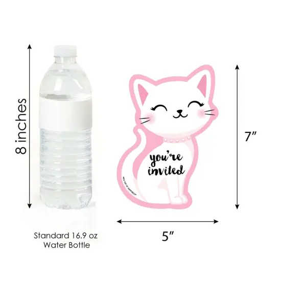 Big Dot of Happiness Purr-fect Kitty Cat - Shaped Fill-in Invitations - Meow Baby Shower or Birthday Party Invitation Cards with Envelopes - Set of 12 {6}