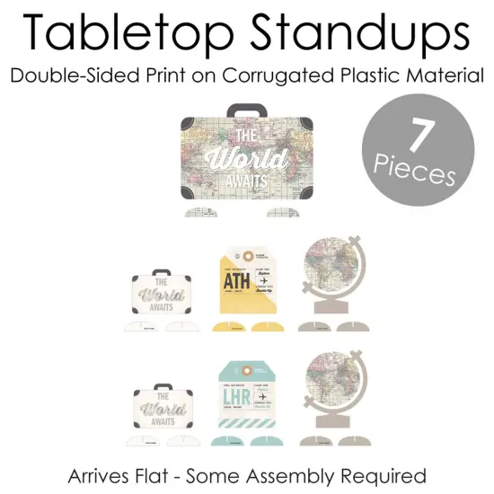 Big Dot of Happiness World Awaits - Travel Themed Party Centerpiece Table Decorations - Tabletop Standups - 7 Pieces {6}