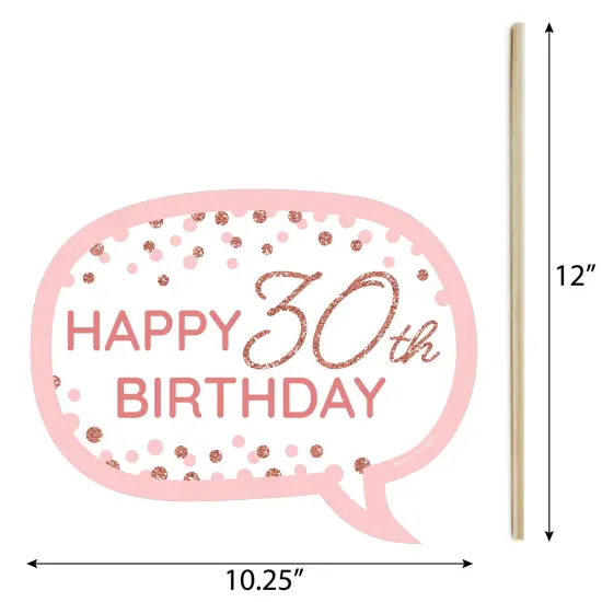 Big Dot of Happiness Funny 30th Pink Rose Gold Birthday - Happy Birthday Party Photo Booth Props Kit - 10 Piece {6}