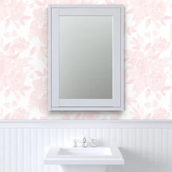 Pre-Pasted Wallpaper 2FT Wide Soft Blush Floral Pink Botanical Garden Bloom Meadow Wildflower Custom Pre-pasted Wallpaper by Spoonflower {6}