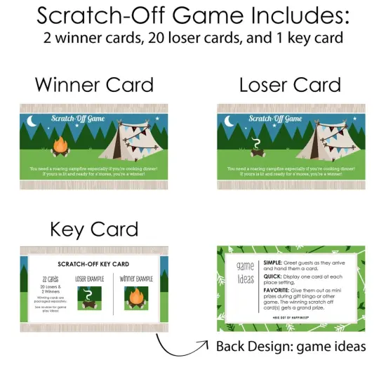 Big Dot of Happiness Happy Camper - Camping Baby Shower or Birthday Party Game Scratch Off Cards - 22 Count {6}