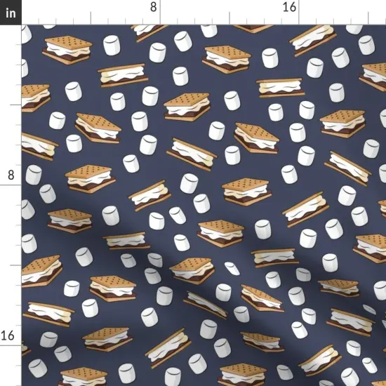 Various Fabrics by the Yard or Fat Quarter Marshmallows Adventure Blue Food Camping Custom Printed Fabric by Spoonflower {2}