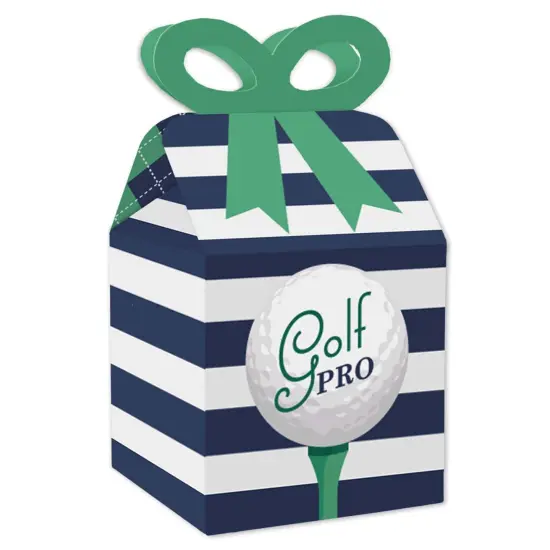 Big Dot of Happiness Par-Tee Time - Golf - Square Favor Gift Boxes - Birthday or Retirement Party Bow Boxes - Set of 12 {1}