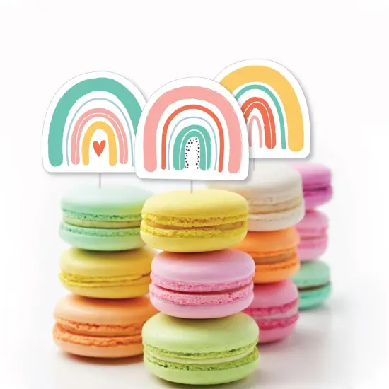 Big Dot of Happiness Hello Rainbow -Shaped Boho Baby Shower and Birthday Party Cut-Outs - 24 Count {4}