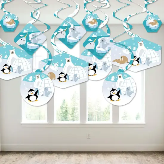 Big Dot of Happiness Arctic Polar Animals - Winter Baby Shower or Birthday Party Hanging Decor - Party Decoration Swirls - Set of 40 {4}