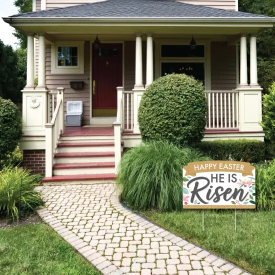 Big Dot of Happiness Religious Easter - Christian Holiday Party Yard Sign Lawn Decorations - Happy Easter He is Risen Party Yardy Sign {4}