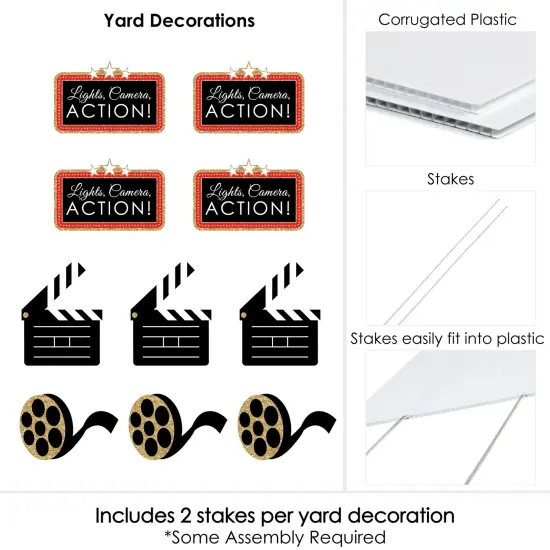 Big Dot of Happiness Red Carpet - Clapboard and Film Reel Lawn Decorations - Outdoor Movie Night Party Yard Decorations - 10 Piece {7}