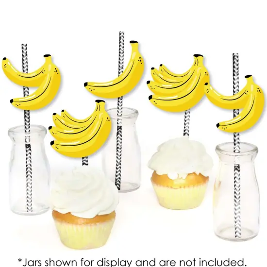 Big Dot of Happiness Let's Go Bananas - Paper Straw Decor - Tropical Party Striped Decorative Straws - Set of 24 {6}