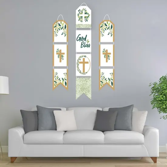 Big Dot of Happiness Elegant Cross - Hanging Vertical Paper Door Banners - Religious Party Wall Decoration Kit - Indoor Door Decor {3}