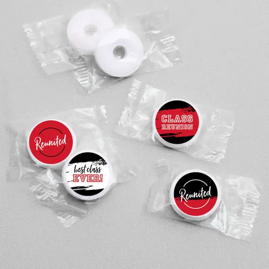 Big Dot of Happiness Reunited Red - School Class Reunion Party Round Candy Sticker Favors - Labels Fits Chocolate Candy (1 sheet of 108) {4}