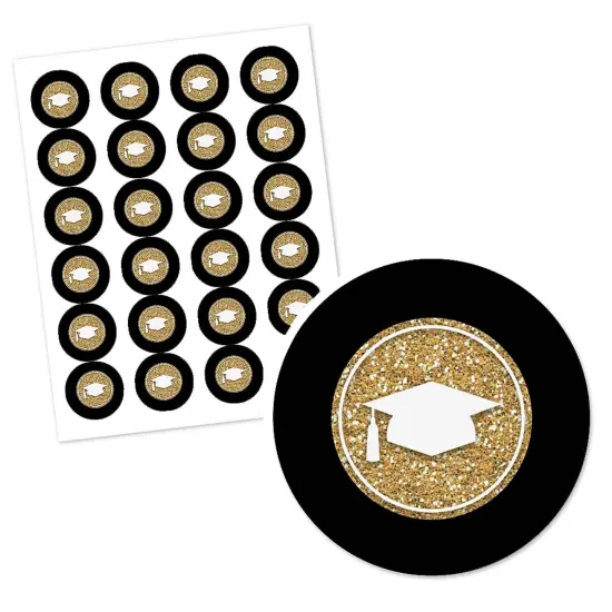 Big Dot of Happiness Gold Tassel Worth The Hassle - Graduation Party Circle Stickers - 24 Count {3}