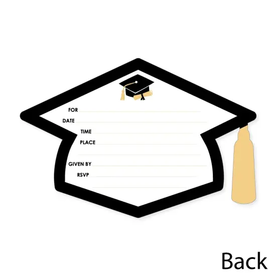 Big Dot of Happiness Hello College Graduation Party Invitations - Shaped Fill-In Invite Cards with Envelopes - Set of 12 {6}