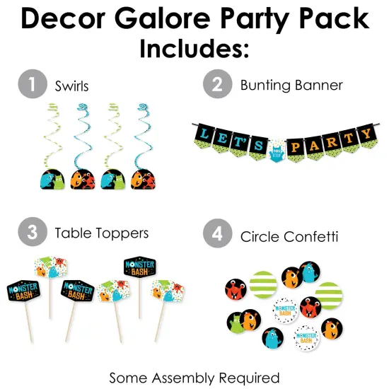 Big Dot of Happiness Monster Bash - Little Monster Birthday Party or Baby Shower Supplies Decoration Kit - Decor Galore Party Pack - 51 Pieces {3}
