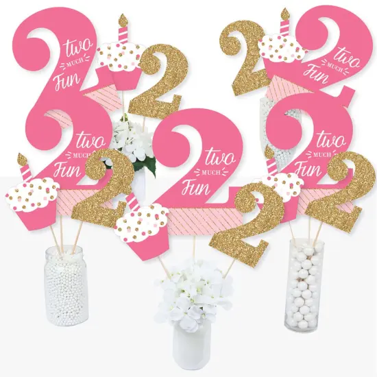 Big Dot of Happiness 2nd Birthday Girl - Two Much Fun - Second Birthday Party Centerpiece Sticks - Table Toppers - Set of 15 {3}