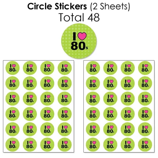 Big Dot of Happiness 80's Retro - Totally 1980s Party Candy Favor Sticker Kit - 304 Pieces {7}