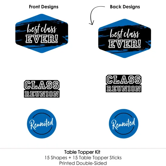 Big Dot of Happiness Reunited Blue - Royal Blue School Class Reunion Party Centerpiece Sticks - Table Toppers - Set of 15 {6}