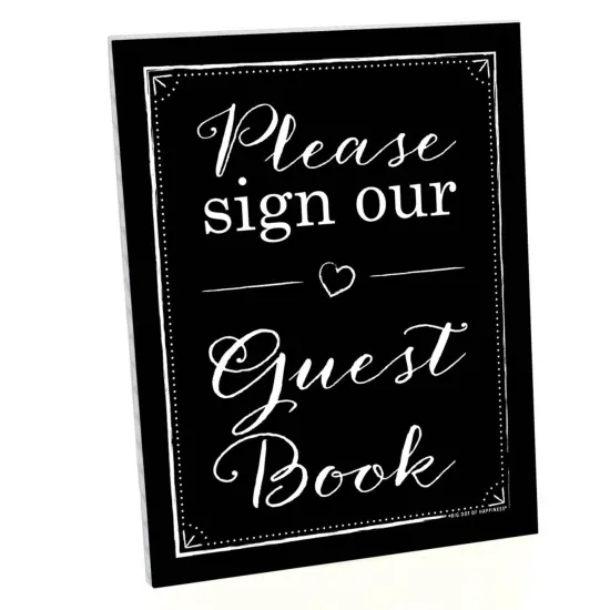 Big Dot of Happiness Guest Book Sign - Printed on Sturdy Plastic Material - 10.5 x 13.75 inches - Sign with Stand - 1 Piece {1}