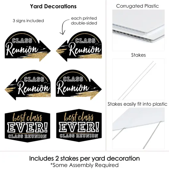 Big Dot of Happiness Reunited - School Class Reunion Party Yard Sign with Stakes - Double Sided Outdoor Lawn Sign - Set of 3 {7}