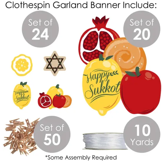 Big Dot of Happiness Sukkot - Sukkah DIY Decorations - Clothespin Garland Banner - 44 Pieces {6}