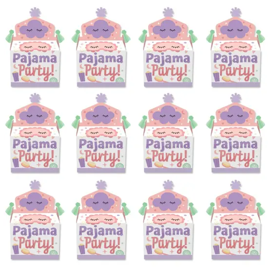 Big Dot of Happiness Pajama Slumber Party - Treat Box Party Favors - Girls Sleepover Birthday Party Goodie Gable Boxes - Set of 12 {6}