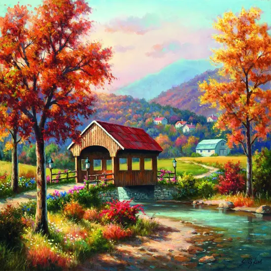 Sunsout Fall at the Covered Bridge 1000 pc Jigsaw Puzzle 36608 {1}