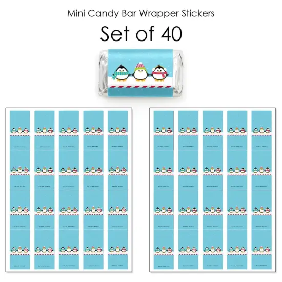 Big Dot of Happiness Holly Jolly Penguin - Mini Candy Bar Wrapper Stickers - Holiday and Christmas Party Small Favors - 40 Count {4}