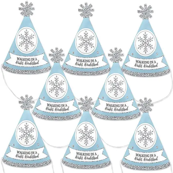 Big Dot of Happiness Winter Wonderland - Mini Cone Snowflake Holiday Party Hats - Small Little Party Hats - Set of 8 {1}