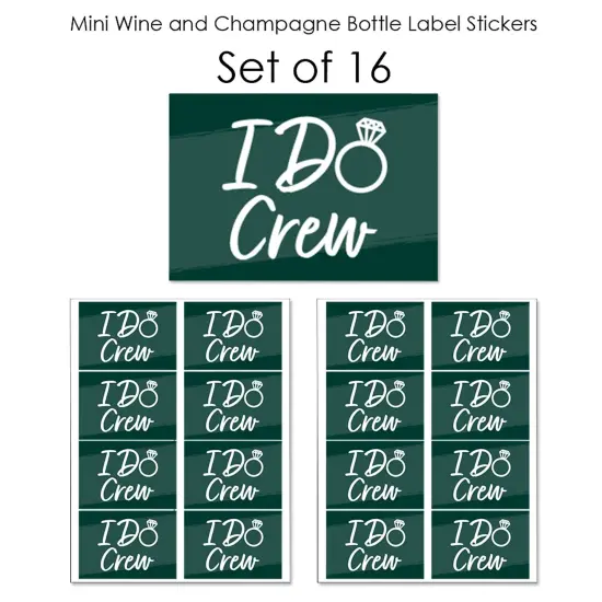 Big Dot of Happiness Emerald Elegantly Simple - Mini Wine and Champagne Bottle Label Stickers - Wedding or Bridal Shower Guest Party Favor Gift 16 Ct {7}