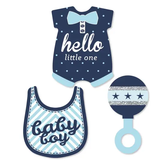 Big Dot of Happiness Hello Little One - Blue and Silver - DIY Shaped Boy Baby Shower Party Cut-Outs - 24 Count {1}
