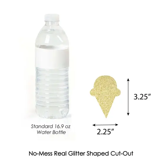 Big Dot of Happiness Gold Glitter Ice Cream Cone - No-Mess Real Gold Glitter Cut-Outs - Ice Cream Confetti - Set of 24 {4}
