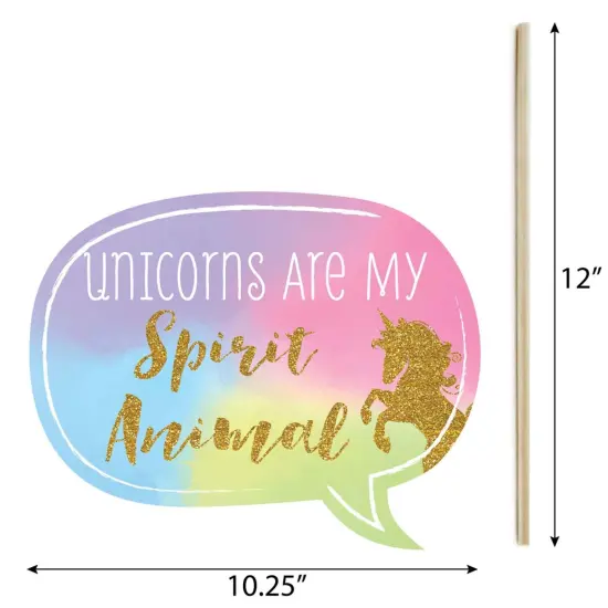 Big Dot of Happiness Funny Rainbow Unicorn - Magical Unicorn Baby Shower or Birthday Party Photo Booth Props Kit - 10 Piece {6}