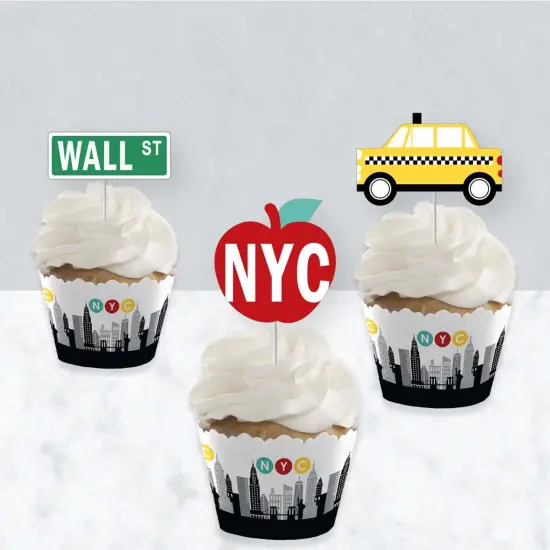 Big Dot of Happiness NYC Cityscape - Cupcake Decoration - New York City Party Cupcake Wrappers and Treat Picks Kit - Set of 24 {4}